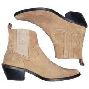 UO Leather Slip on Ankle Booties 2" heel Womens Size 8 Western Style